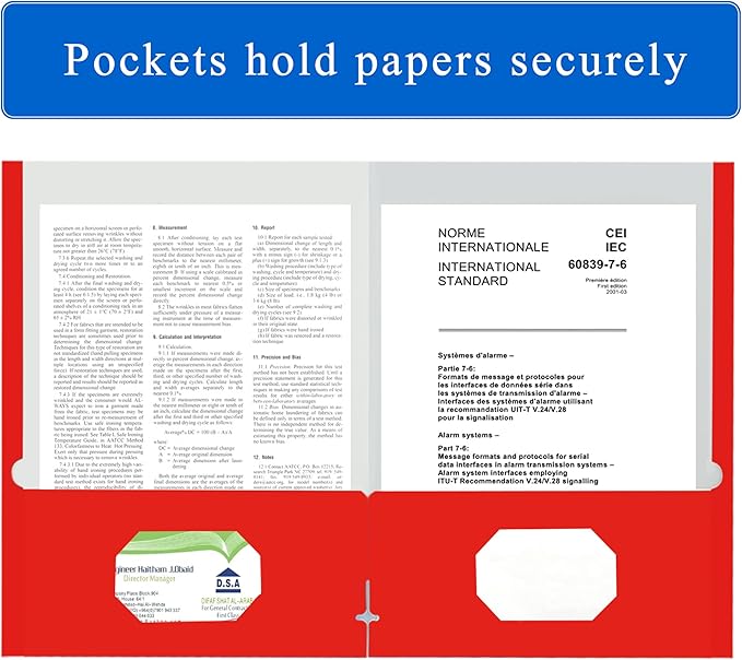 Zzrywuty File Folders with Pockets Letter Size, 25-Pack Paper Folders with Card Slot, Two Pocket Folders for School Students, Businessmen, Home and Office Workers（Red）