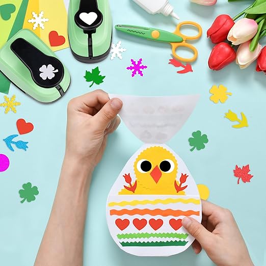 Paper Punches for Crafting, 6 Set Different Paper Punch Shapes, 0.5 Inch Heart and Circle Hole Puncher, Craft Hole Punch for DIY Handmade, Crafting Scrapbook Tools Cards Arts Fun Projects