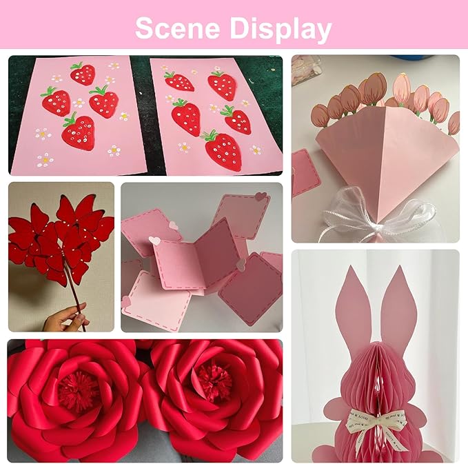 OcePor 80 Sheets Pinks Cardstock Paper, Colored Printer Paper 8.5 x 11, Thick Construction for Cards Making, Scrapbook，Office Printing, Invitations, Certificates，DIY Crafting 92 lb/250gsm