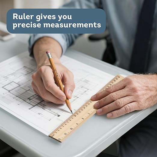 60 Pack Rulers Bulk for Classroom, Wooden Rulers 12 Inch, Wood Measuring Tools for Students and Teachers, 2 Scale Office and School Supplies