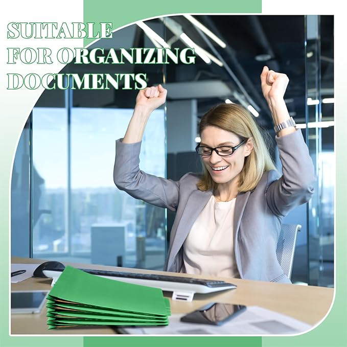 12 Pcs Classification Folders Letter Size, 1 Divider Pressboard File Folder with Fasteners, Expanding File Organizer Bulk for Teachers, Clergy, Office, Church, Christmas Donations (Green)