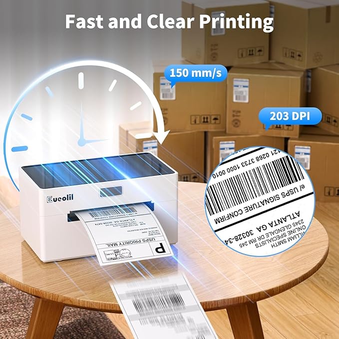 Bluetooth Thermal Label Printer Compatible with Android、iOS、Windows＆Mac,Maximum Support 4×6 Thermal Label Paper,Widely Used for Home＆Small Businesses and Shipping Label
