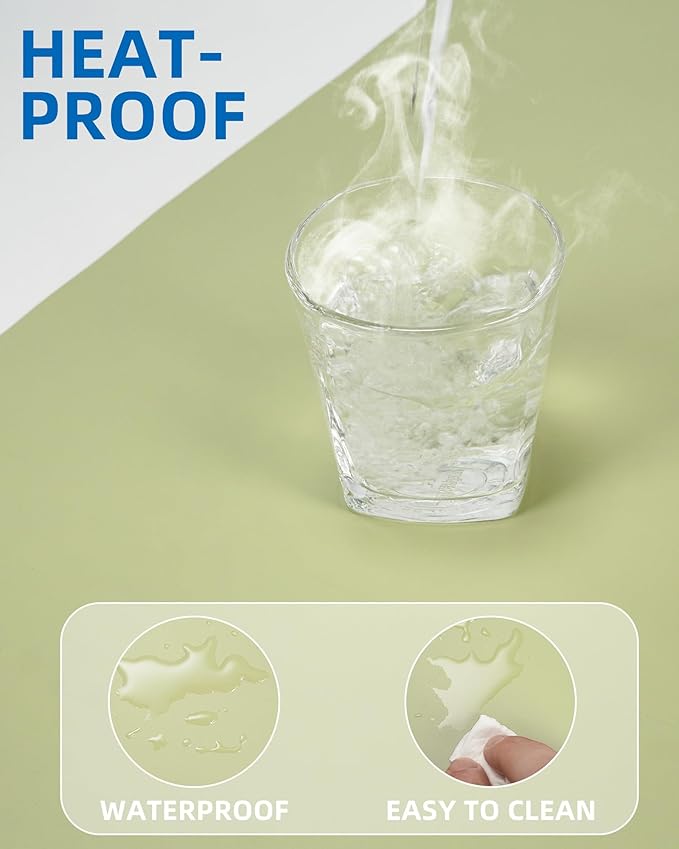 AFIING Leather Desk Pad Protector,Mouse Pad,Office Desk Mat, Non-Slip PU Leather Desk Blotter,Large Desk mat,Waterproof Keyboard mat for Office/Home/Decor (Olive Green,35"" x 17"")