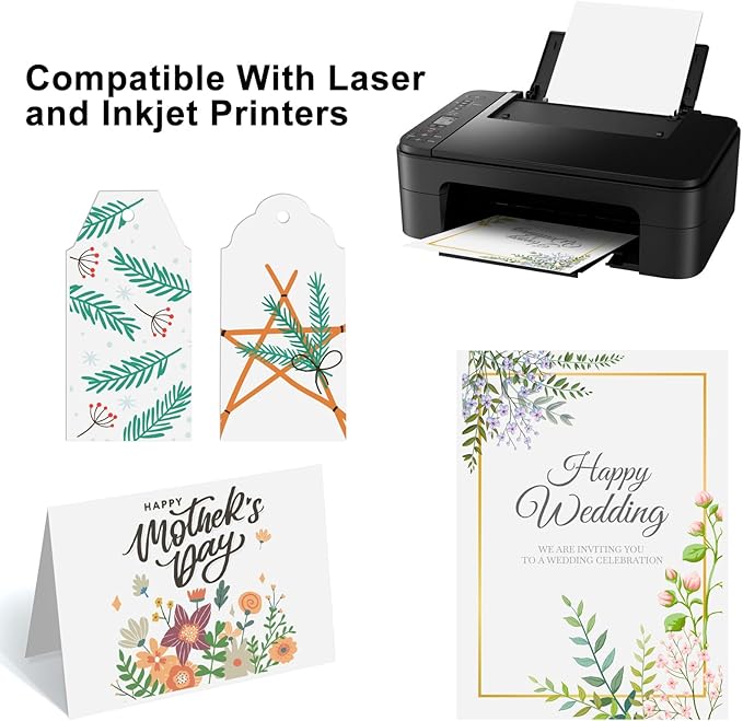 OcePor 50 Sheets White Cardstock Paper, Colored Printer Paper 8.5 x 11, Card Stock Thick Construction for Craft,Scrapbook，Office Printing, Invitations, Certificates，92 lb/250gsm