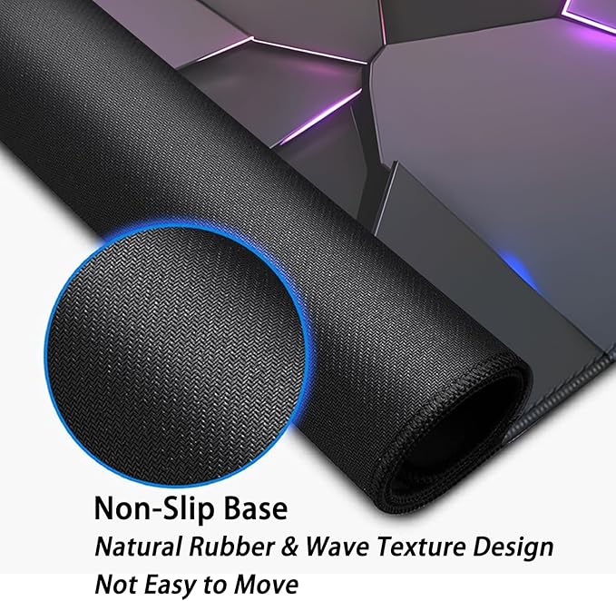 Cool Polygons Desk Pad Mouse Pad,Large XL Technology Mouse Mat with Stitched Edges,Non-Slip Rubber Base Mousepad for Office PC Keyboard Laptop and Home Work Desk Mat(27.5X11.8 in)