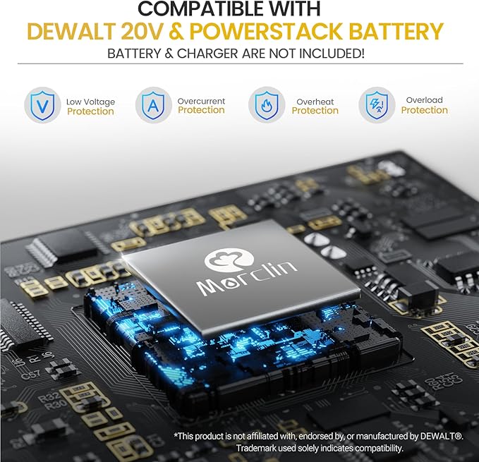 190W Brushless Cordless Vacuum Cleaner Compatible with DeWalt 20V Battery (Tool Only), 20KPa Portable 5-in-1 Lightweight Stick Handheld Vacuum with HEPA Filter for Car Home Carpet Hardfloor Pet Hair