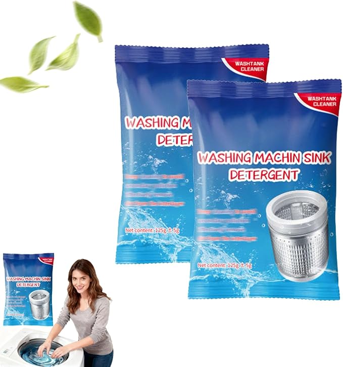 Powerful Stain Remover Washer Tank Cleaner, Washing Machine Deep Cleaner Front Loader Top Load, Heavy Duty Stubborn Stain Cleaner, Household Descaler For Drum, Tub & All Internal Parts (2PC)