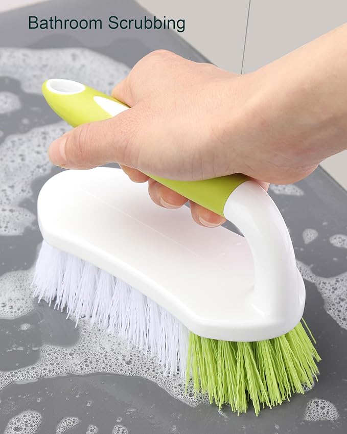 Scrub Brush for Cleaning, Heavy Duty Shower Scrubber with Stiff Bristles for Tub, Sink, Floor, Tile, and Carpet Scrubbing, 3 Pack