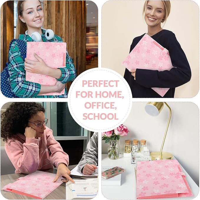 SKYDUE Pink Expanding File Folder with 5 Pockets, Cute Accordion File Organizer, Portable Receipt Paper Documents Organizer, Letter Size Filing Folder School Office Supplies