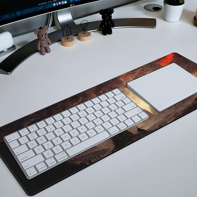 Large Gaming Mouse Pad for Desk Dark Castle Big Desk Mat Extended Mousepad with Stitched Edge and Non-Slip Base Long Computer Keyboard Mouse Mat for Home Office Work, 11.8 x 31.5 Inch