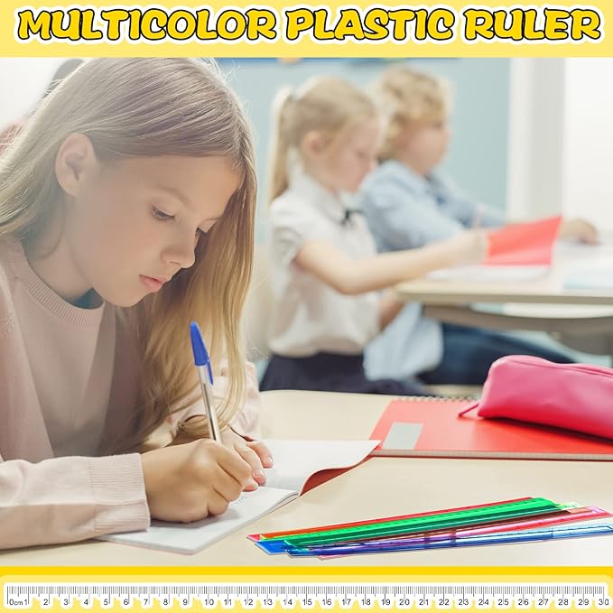 Harloon 480 Pack Clear Plastic Rulers Bulk for Classroom Back to School Supplies Transparent Flexible Rulers with Centimeters and Inches Measuring Tool for Classroom School Students(12 Inch)