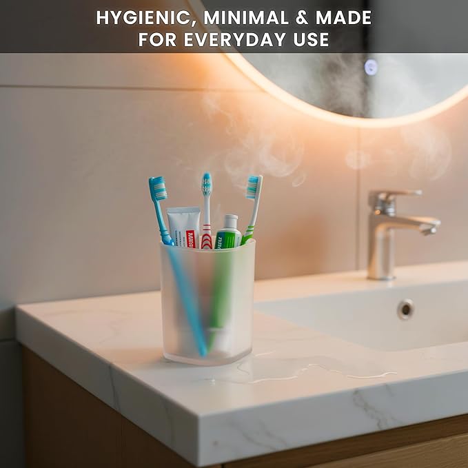 Pack of 10 - Clear Pencil Cups for Classroom | Transparent Plastic Pen Holder Desk Cup & Toothbrush Organizer | Desks Accessories Pen Cups for Pens