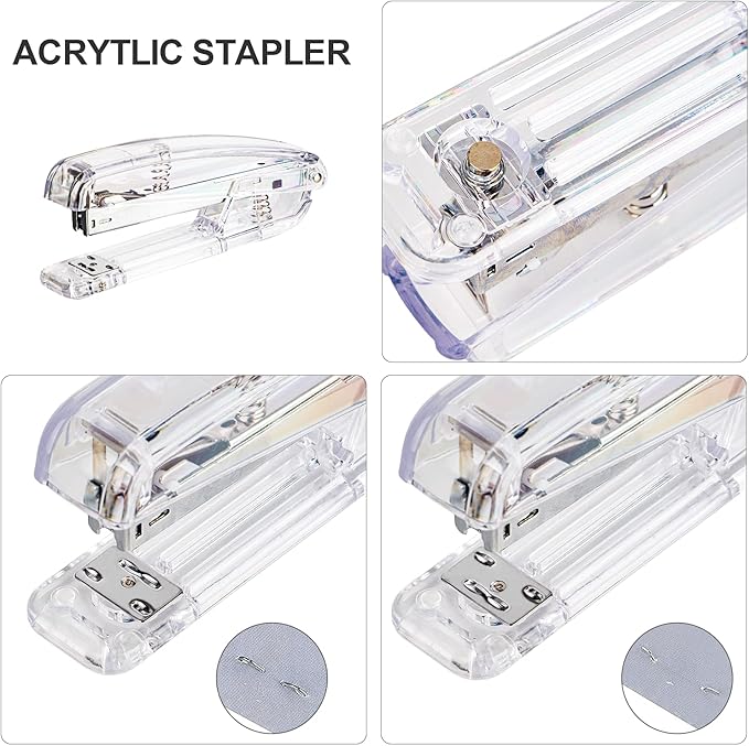 Transparent Acrylic Stapler - Silver, Modern Style for Office