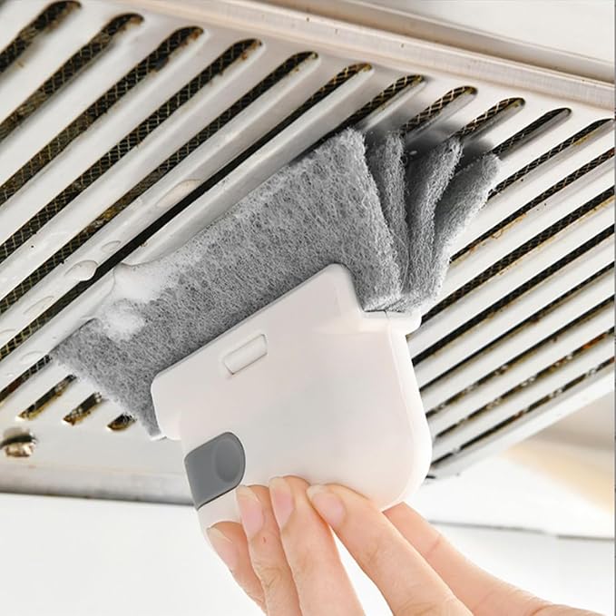 Heideryafei Orange Window Track Cleaning Brush with Hidden Scraper for Sliding Door and Window Tracks