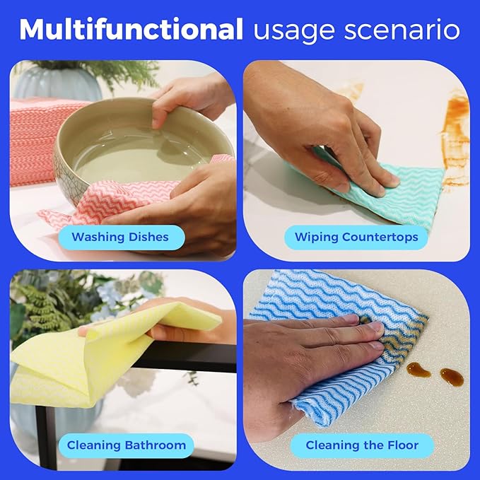Reusable Cleaning Towels Handi Wipes Reusable Cloths Disposabel Dish Cloths Dish Towels Dry Handy Wipes Big Durable Absorbent 40 Count, Yellow