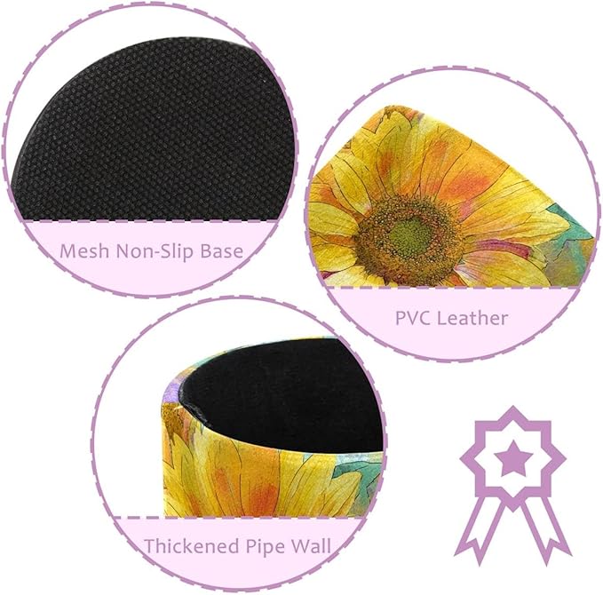 Watercolor Art Sunflower Circular Pen Holder, Pen Cup Makeup Brush Holder, Design for School, Home and Stationary Supplies (3.9 x 3.1 Inches)