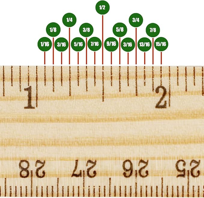 KINJOEK 36 Packs 12 Inch Wooden Rulers Double Sided Pine Wood School Ruler Measuring for Home, Student, Office Use, 2 Scale, 30 cm