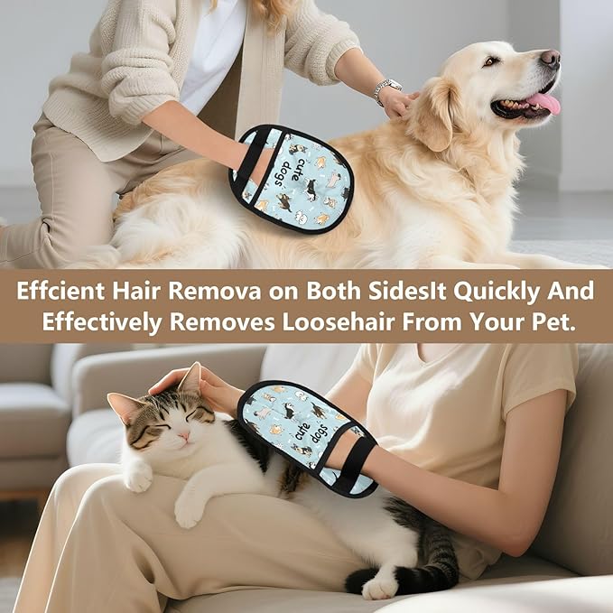 CHPGPUG Cute Dogs Pet Hair Removal Glove for Cats & Dogs Reusable Pet Hair Removal Glove pet Hair Electrostatic Gloves