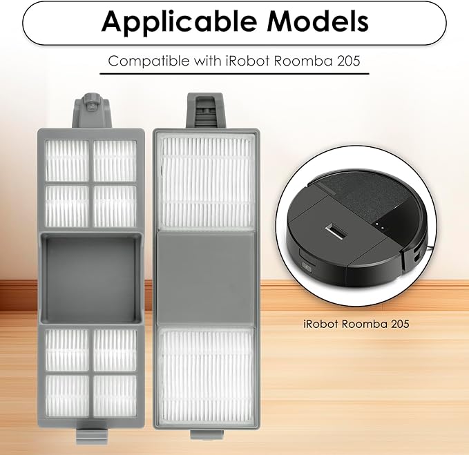 (5 Pack) Roomba 205 DustCompactor Vac Replacement HEPA Filters Compatible with iRobot Roomba 205 DustCompactor Vac Robot Vacuum, Upright Filter, Canister Filters, Vacuum Filters