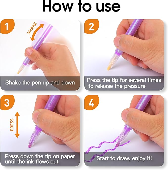 Glitter Highlighters, Assorted Colors Set,Chisel Tip Sparkle Pastel Highlighter No Bleed, Aesthetic Glitter Markers for Adults Journaling and Kids Practise, Sparkly Highlighters