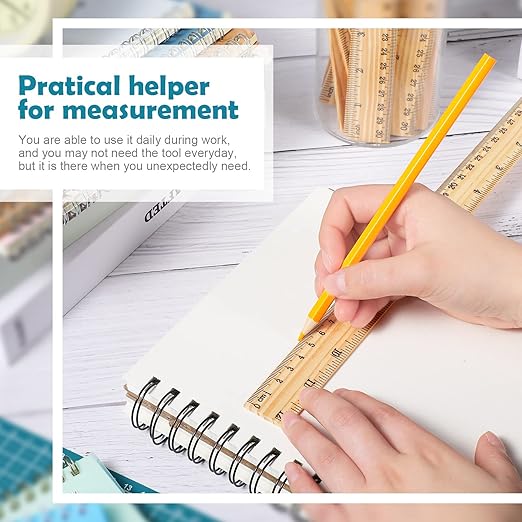 Flutesan 120 Pack Wooden Ruler 12 Inch Wood Measuring Scale Ruler for Student Office School Home, 2 Scale, 30 cm