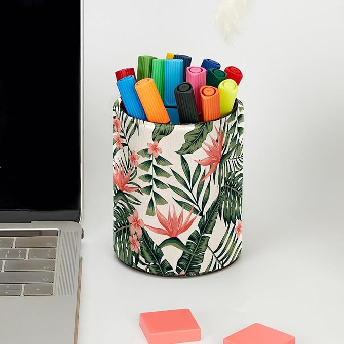 Pen Holder Tropical Leaf Pencil Holder for Desk Makeup Organizer Office Supplies for Home,Kids and School