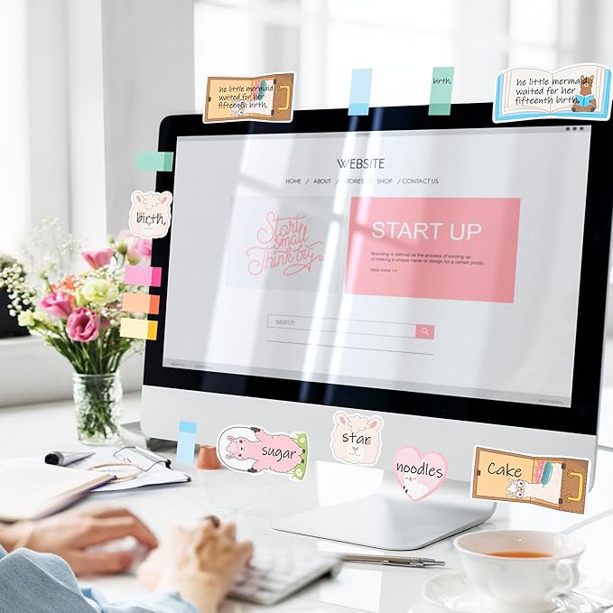 B1ykin Sticky Notes Set, Cartoon Theme Cute Self-Stick Notes Pad Teacher Appreciation Gifts， Self-Adhesive Writing Memo Pages Sticky to Do Notepad Thank You Gift for School Classroom (Amazing Alpaca)