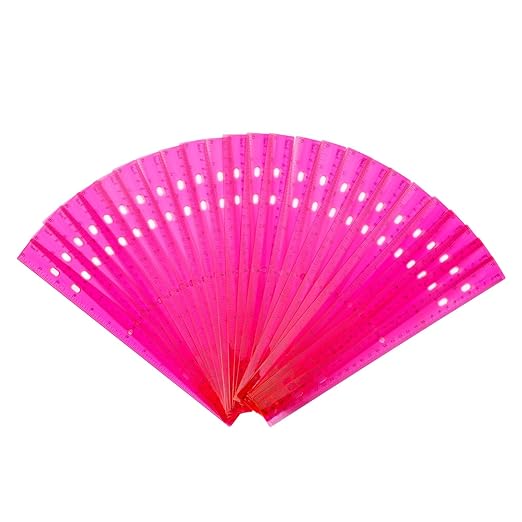 28 Pack Plastic Ruler 12 Inch Transparent Rulers - Metric Bulk for Kids School Office Classroom, Pink
