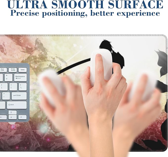 Large Gaming Mouse Pad for Desk Japanese Warrior Big Desk Mat Extended Mousepad with Stitched Edge and Non-Slip Base Long Computer Keyboard Mouse Mat for Home Office Work, 11.8 x 31.5 Inch