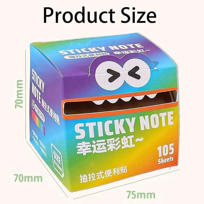 Cute Monster Pattern Sticky Note, 105 Sheets/Roll Fun Pastel Pull-Out Memo Pads, Cute Post it Notes, Easy Post Memo Pads, Funny Back to School Gift for Teachers & Students (4 Boxes)