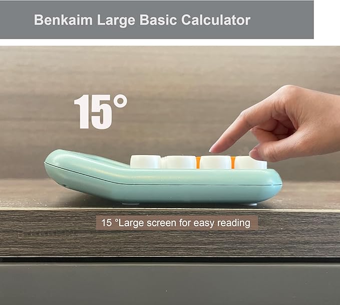 Calculators, Benkaim Desk Calculator, Basic Standard Calculator,12 Digit Large LCD Display Big Button for School, Home & Business Use, Gold Desk Accessories(Beige)