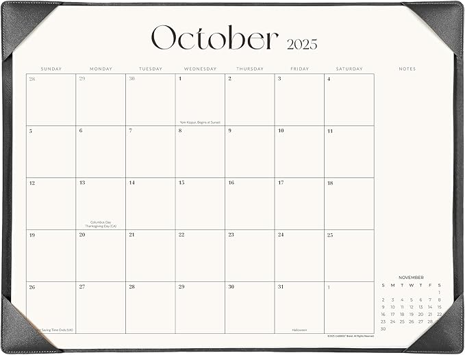Simplified Desk Calendar 2025-2026 with Desktop Mat, Cabbrix Large Desk Pad Calendar 21" x 16-1/2" From July 2025 to December 2026, Desk Blotter Calendar 2025 for Home School and Office (Black)