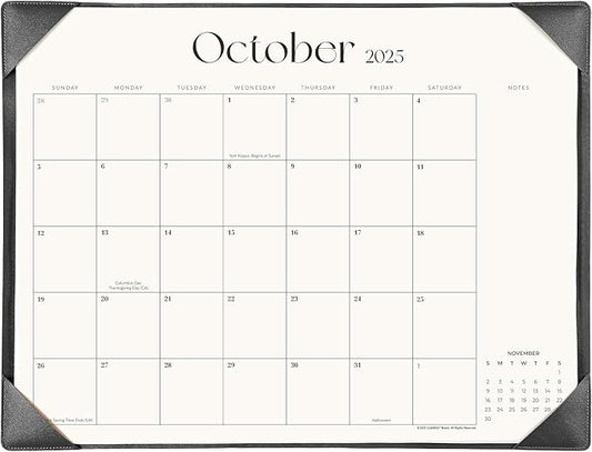 Simplified Desk Calendar 2025-2026 with Desktop Mat, Cabbrix Large Desk Pad Calendar 21" x 16-1/2" From July 2025 to December 2026, Desk Blotter Calendar 2025 for Home School and Office (Black)