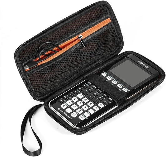 BOVKE Hard Carrying Case for Texas Instruments TI-84 Plus CE/TI-84 Plus/TI-83 Plus CE/TI-83 Plus/Casio fx-9750GIII Graphing Calculator, Extra Pocket for USB Cables, Manual, Pencil, Ruler, Black