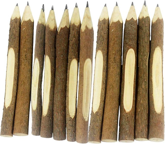 SKKSTATIONERY 12 Pcs Natural Wooden Pencils Wood Tree Branch, 5" Long Twig Hand Made Pencils for School Party Supplies Novelty Gifts