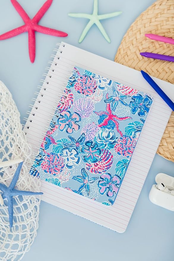 Lilly Pulitzer Hardcover Mini Spiral Notebook, 8.5" x 6.5" Small Journal with 160 College Ruled Pages, Bahamas Beachcomber