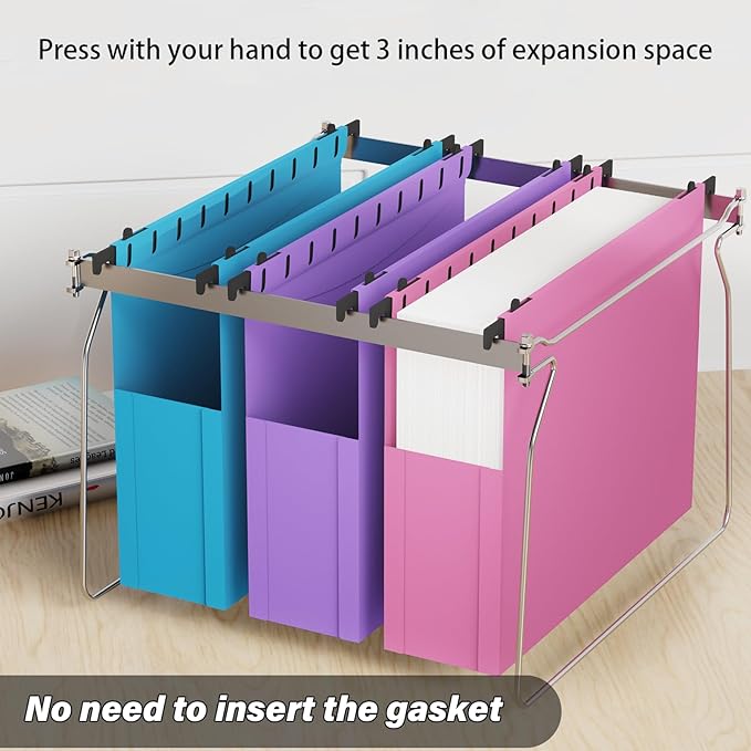 Plastic Hanging File Folders Letter Size,Heavy Duty 3 Inch Expansion Folder,6 Pack Reinforced Expanding File Folder,Extra Capacity Accordian Pocket,Colored Hanging Folder Organizer for Home Office