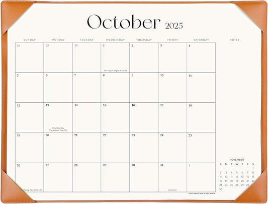 Simplified Desk Calendar 2025-2026 with Desktop Mat, Cabbrix Large Desk Pad Calendar 21" x 16-1/2" from July 2025 to December 2026, Desk Blotter Calendar for Home School and Office (Brown)