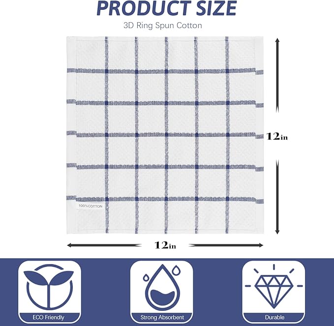 Nialnant 100% Cotton Terry Kitchen Cleaning Rags,Soft Absorbent Dish Cloths for Washing Dishes,Quick Drying Dish Towels-12x12 in, 12 Pack