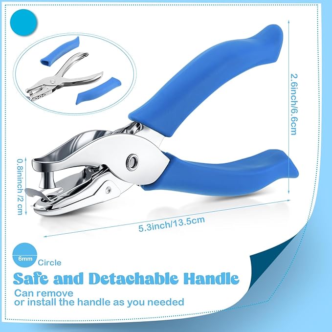 Chumia 12 Pieces Single Hole Punch Handheld 1/4 Inch Hole Paper Punch with Grip Handles Circle Single Shape Puncher for Craft Paper Greeting Cards Scrapbook Notebook (Bright Color)