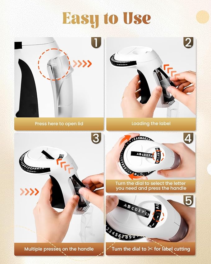 Embossing Label Maker Machine, 10-Roll Color 3D Embossed Tapes, Retro Vintage Label Maker, Old School Manual Embosser for Home DIY Crafts & Scrapbook Supplies