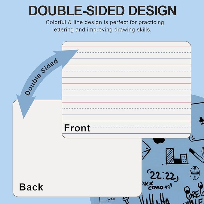 32 Pack Dry Erase Boards, 9"x12" Double Sided Easel Small Whiteboards with Lines for Kids, Education Teacher Classroom Bulk, Mini Portable Drawing Writing White Boards Lined Lapboards for Students