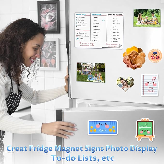 Printable Magnetic Sheets 8.5x11 Inches, 15 Sheets Glossy Print Paper Non-Adhesive Backing, 12mil Thickness for Inkjet Printers DIY Flexible Magnet Photos
