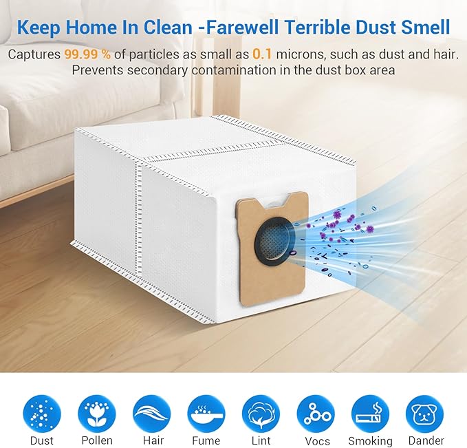 Bluevisk 12 Pack Omni C20 Dust Bags and Mop Pads Compatible with eufy Omni C20/ C10 Robot Vacuum with 3.5 L Large Capacity Vacuum Dust Bags