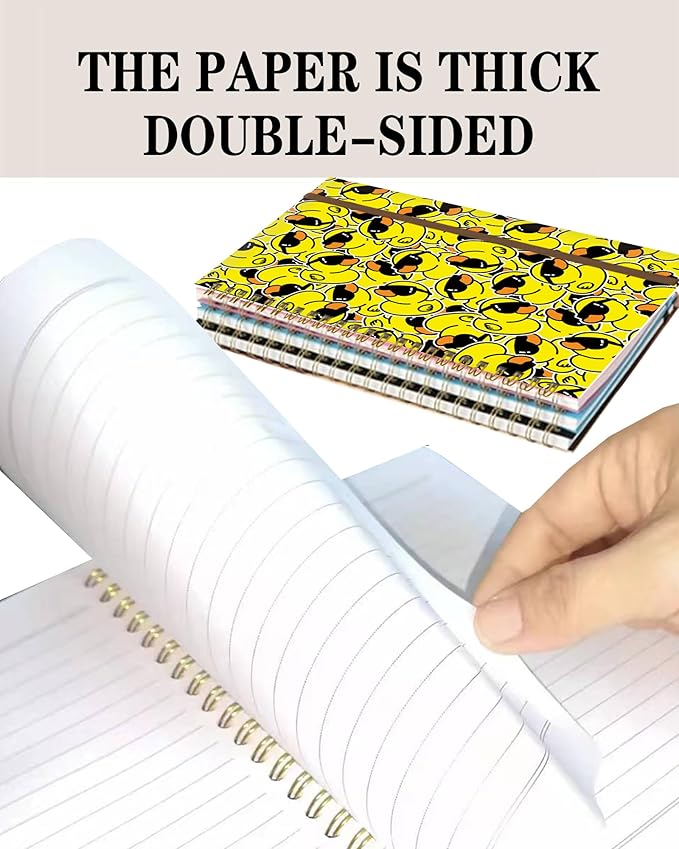 Spiral Journal Notebook, A5 Cute Notebooks for Women Men, College Ruled Hardcover Notebook for Work & Note Taking, 60 Pages Double-Wire Journals for Writing, Cool Yellow Ducks