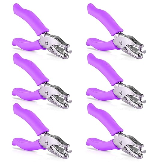 Single Hole Punch Metal Purple, 1/4” Hole Puncher with Soft Grip Handles for Paper and Crafts Round Circle Shape, for Kids and Adults, Also Available in Green, Pink, Red, Blue, Grey, 6 Pc – by Enday