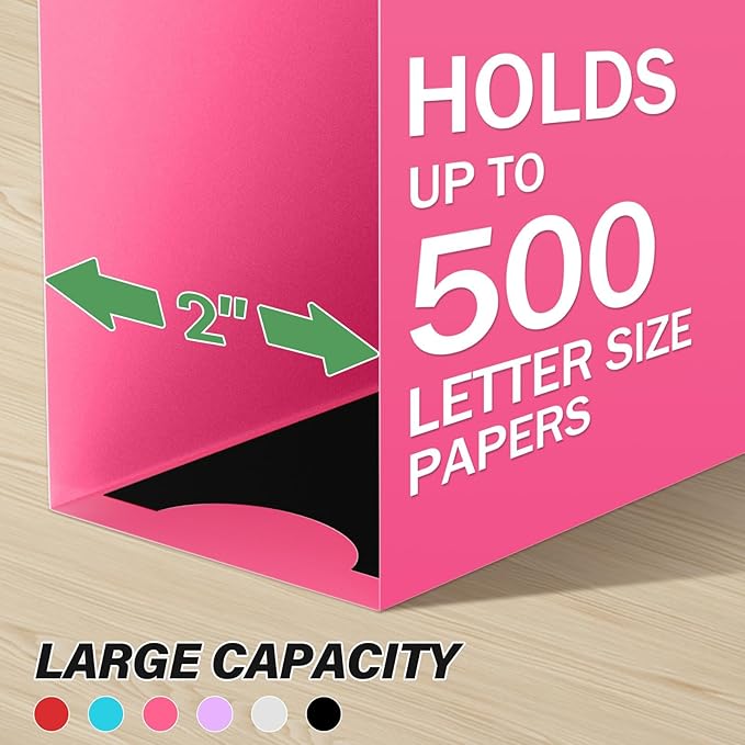 Ansook Plastic Expanding Hanging File Folders Letter Size,6 Pack Extra Capacity Hang Folder,Heavy Duty 2”Expansion,Filing Cabinet Folders,Insertable Tabs,for Office, School & Home,Assorted Colors