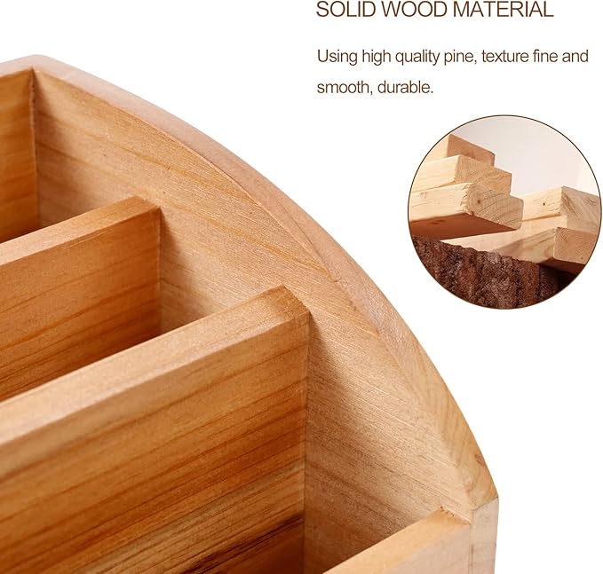 Farmhouse Solid Wooden Mail Sorter Wood Desk Organizer TV Remote Holder Rustic Vintage Caddy Mail Basket Storage Caddy for Bills, Kitchen, Desktop, Workspace Counter Top Home Decor Office Supplies……