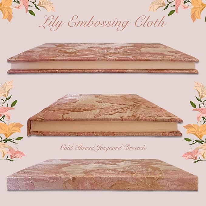 Floral Journal for women, Hardcover Notebook, A5, 6x8, Ruled Pages, Lay Flat, Pretty Journal, Lily Flower, Pink, can be Reading Journal, Writing Notebook, Self Love Journal, Personal Journal