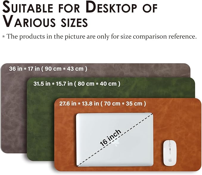 Distressed Leather Desk Mat - Non-Slip PU Desk Pad for Office and Home - Desk Organization and Accessories - Ideal for Large Mouse Pad and Desk Mats on Top of Desks(Navy Blue,31.5"x 15.7")